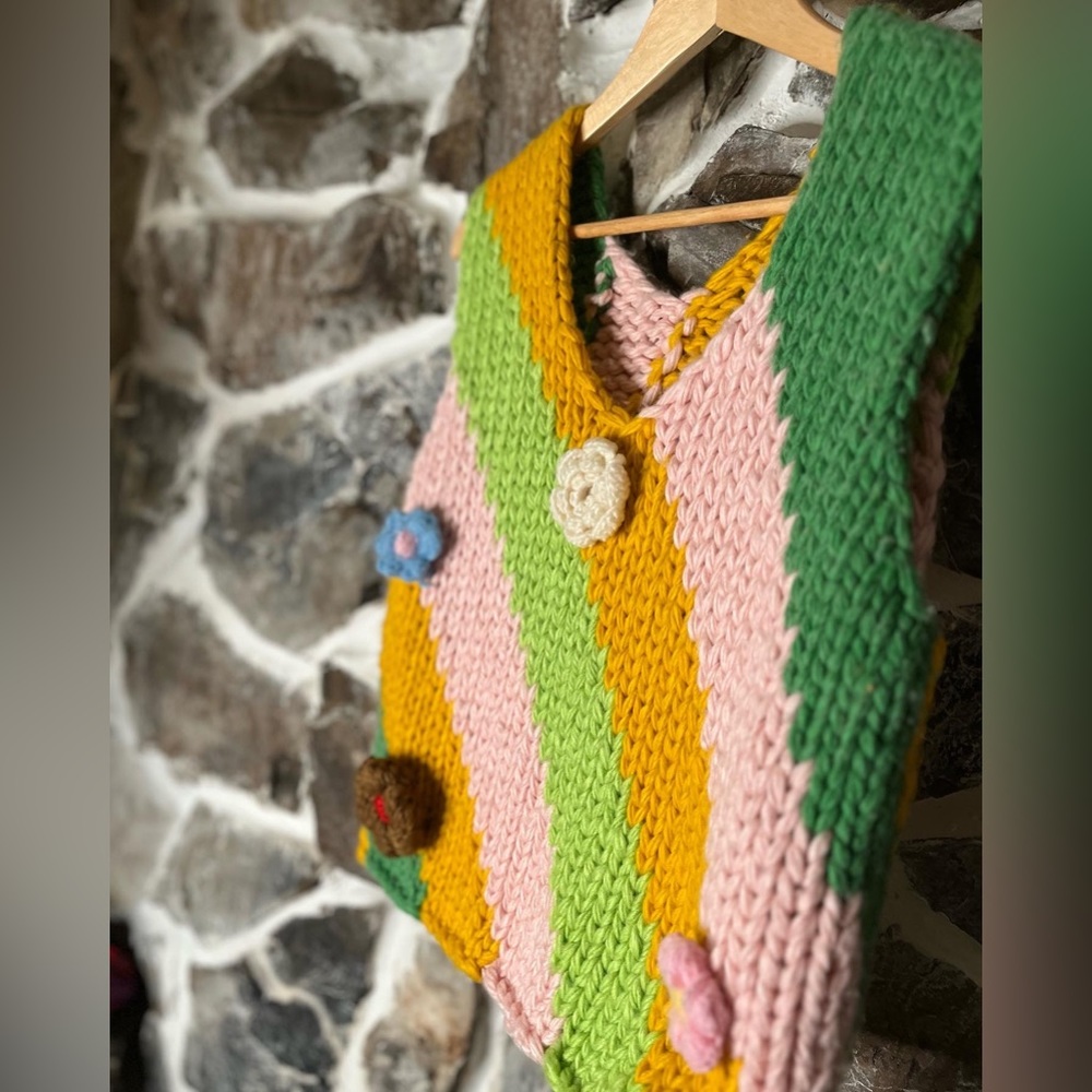 Vintage Hippie Crochet Flower Vest